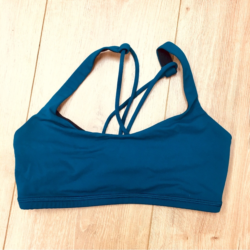 Lululemon teal green sports bra bralette 2 gym yoga fitness workout summer small